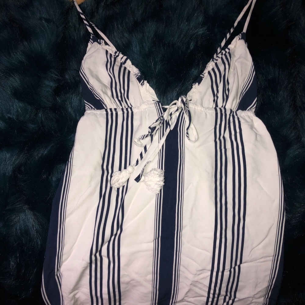 White and navy striped dress